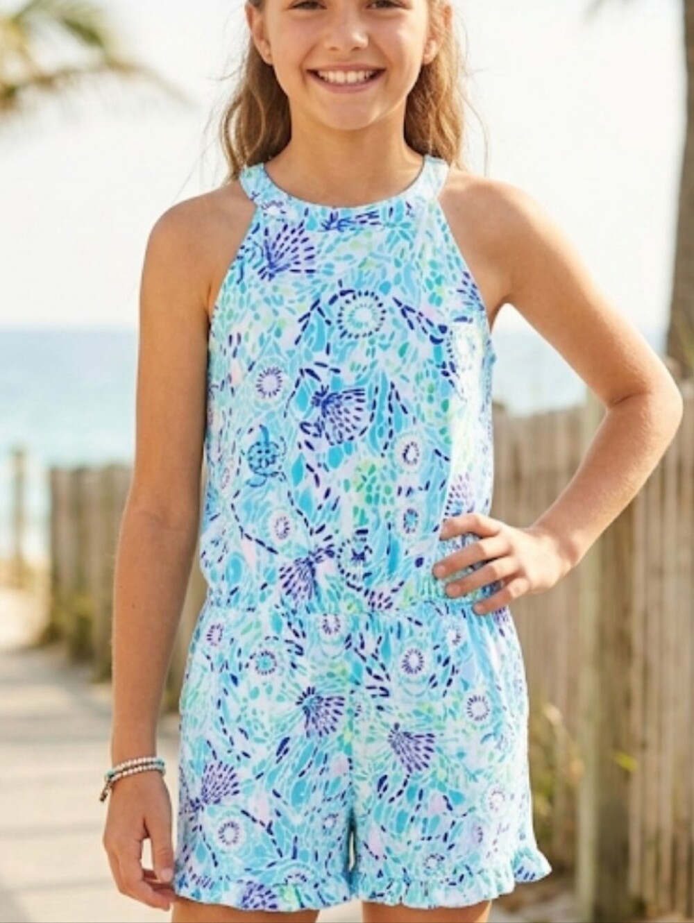 Lilly  Pulitzer Girls Tropical Romper Size XL